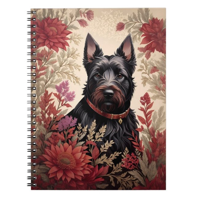 Caderno Espiral Elegante Scottish Terrier Dog Portrait (Frente)
