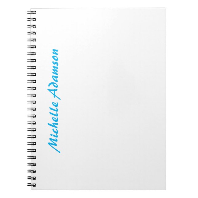 Caderno Espiral Elegante Simples Estilo Retrô Azul Claro Branco (Frente)