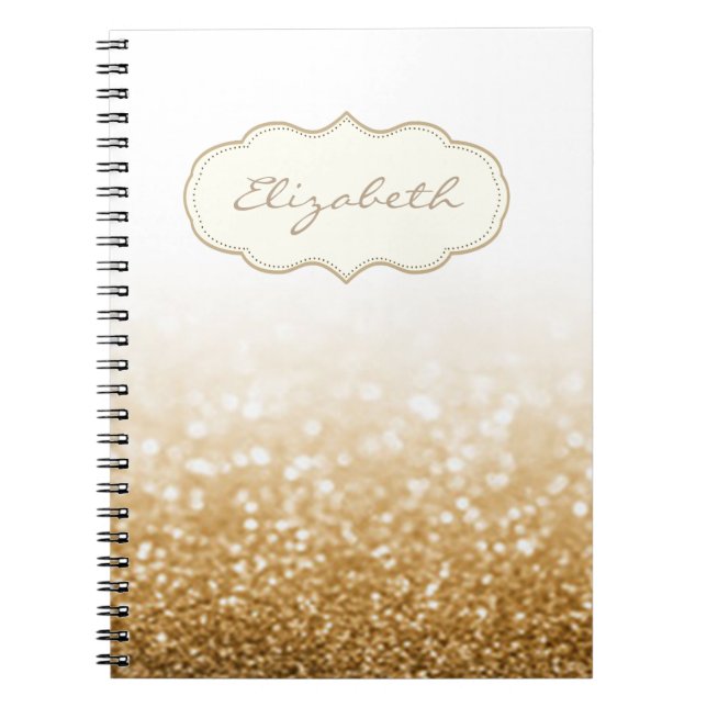 Caderno Espiral Elegante, sofisticado, brilhante, efeito bokeh cin (Frente)