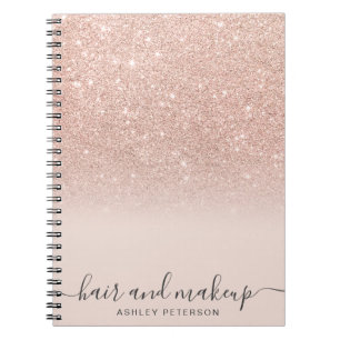 Caderno Espiral elegante tipografia escamoteando rosa dourado ombr