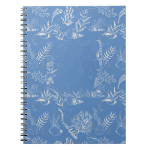 Caderno Espiral Elegante toile azul oceânica