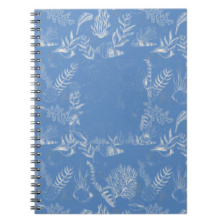 Caderno Espiral Elegante toile azul oceânica