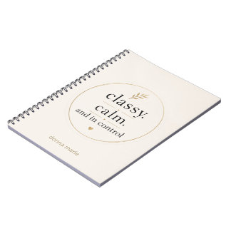 Caderno Espiral Elegante Tranquila e no Controle Diário Feminino C