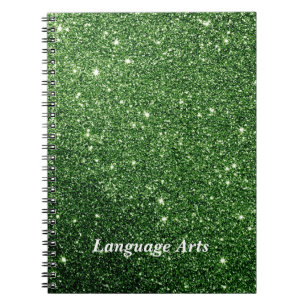 Caderno Espiral Elegante Verde Esmeralda Brilho Personalizado Esco