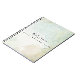 Caderno Espiral Elegante Verde Salvia Aquarela