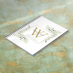 Caderno Espiral Elegante Watercolor Granulado Monograma