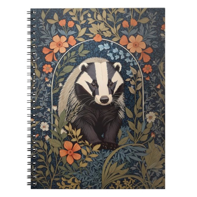 Caderno Espiral Elegante William Morris Inspirou Badger (Frente)