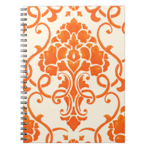 Caderno Espiral elemento de padrão contínuo do vintage damask. E
