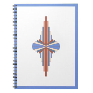 Caderno Espiral Elementos de decoração de arte em ouro e azul ro