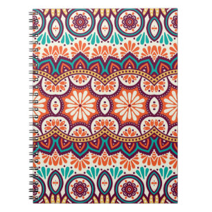 Caderno Espiral Elementos decorativos islâmicos vintage desenhados