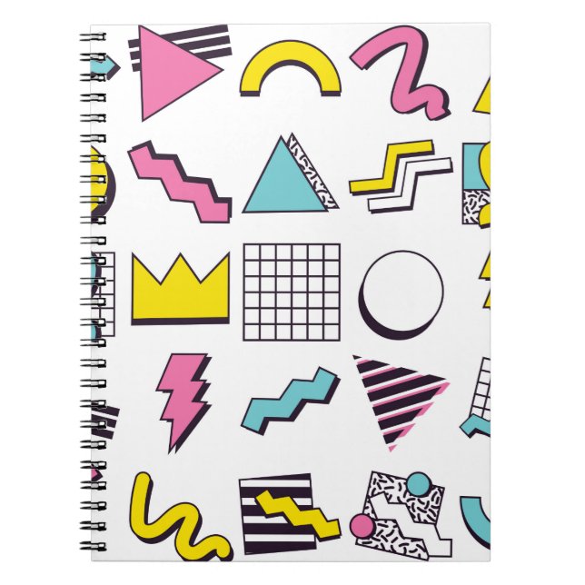 Caderno Espiral Elementos Pop Memphis Design  (Frente)