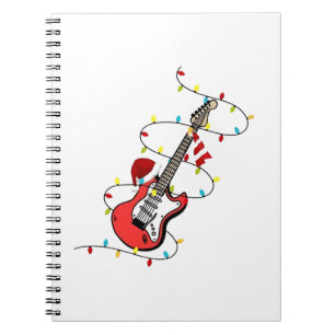 Caderno Espiral Elétrica Guitar Santa Claus Música Natal