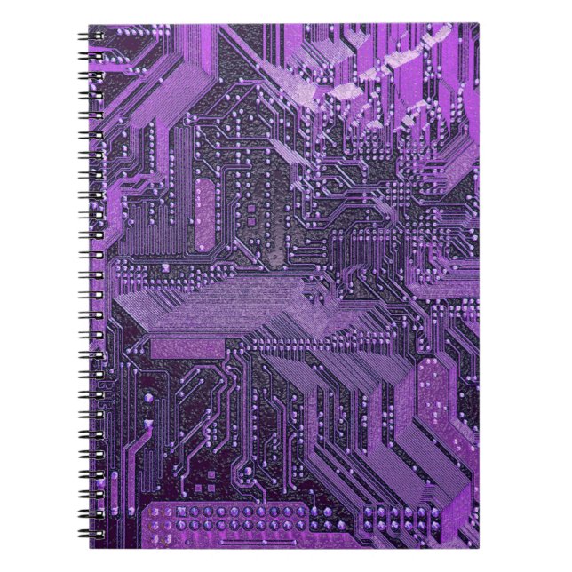 Caderno Espiral Eletrônicos técnicos de Conselho cibernético roxo (Frente)