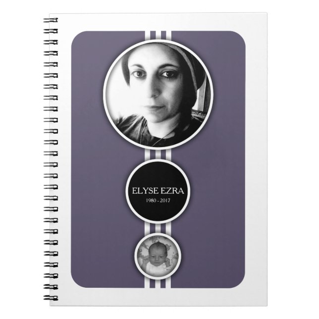 Caderno Espiral elipse cartões memoriais roxos (Frente)