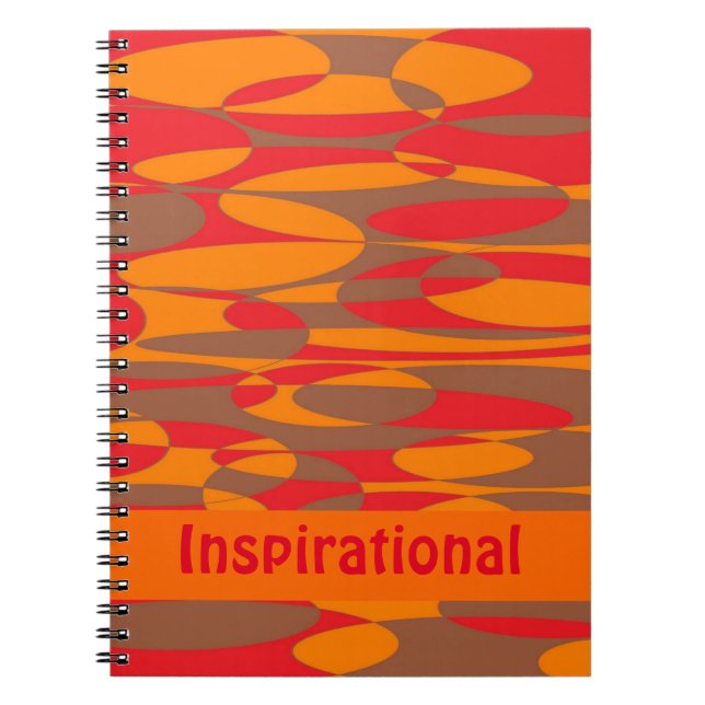 Caderno Espiral Elipticals laranja, vermelho e castanho (Frente)