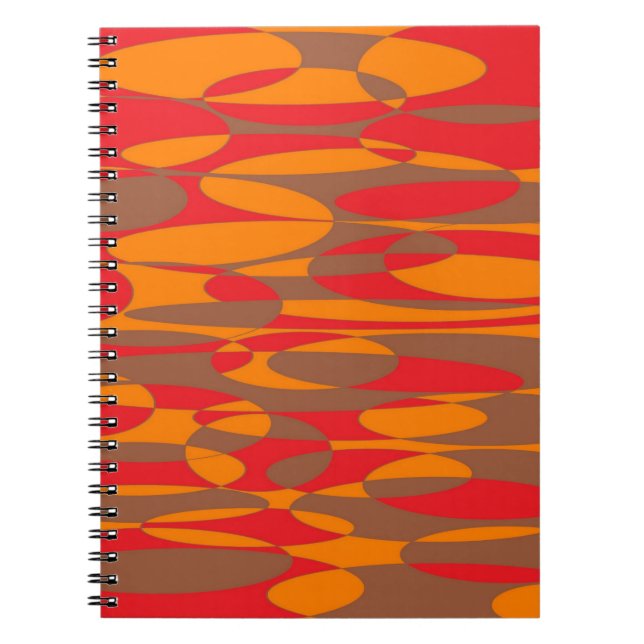 Caderno Espiral Elipticals laranja, vermelho e castanho (Frente)