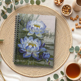 Caderno Espiral Ellis Rowan Blue Cloud Water Lily Vintage Flowers