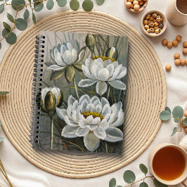 Caderno Espiral Ellis Rowan White Water Lily Vintage Flowers