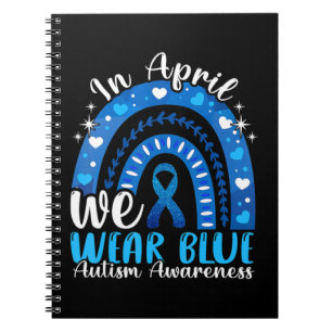 Caderno Espiral Em abril, Vestimos a consciência do Autismo Azul 