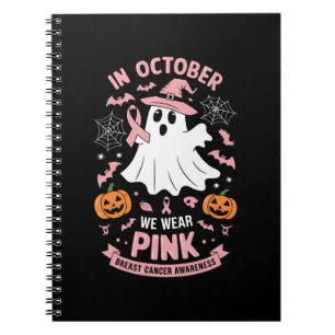 Caderno Espiral Em Outubro Nós Usamos Rosa Fantasma Bruxa Câncer d