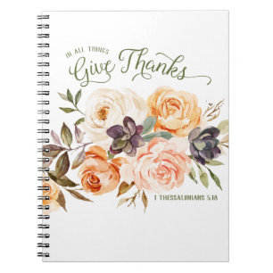 Caderno Espiral Em Tudo, Dê Obrigados De Rosas Florais Diário