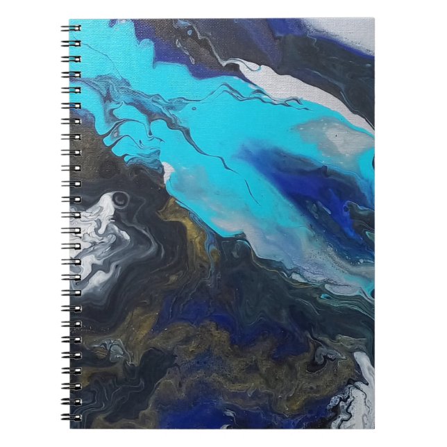Caderno Espiral "Em uma nova dimensão" design de pour acrílico (Frente)