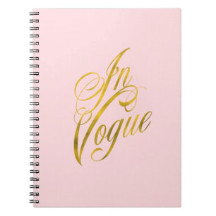 Caderno Espiral Em Vogue Quote Faux Gold Foil Metallic Fashion