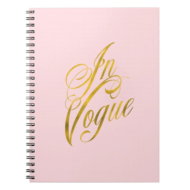 Caderno Espiral Em Vogue Quote Faux Gold Foil Metallic Fashion (Frente)