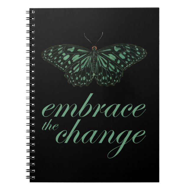 Caderno Espiral Embarque a mudança - borboleta verde (Frente)