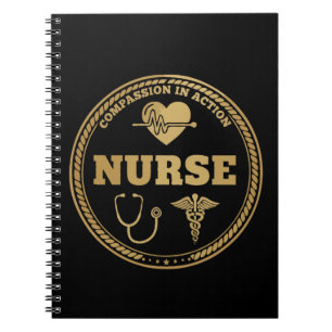 Caderno Espiral Emblema da Enfermeira Profissional   Compaixão em 