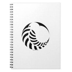 Caderno Espiral Emblema do quivi de NZ/samambaia de prata