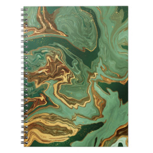 Caderno Espiral Emerald Elegance: Dourado Luxo Marble