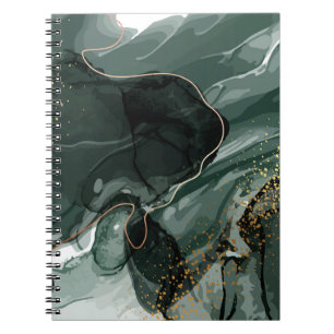 Caderno Espiral Emerald Green e Dourado Marble, Fundo Marble