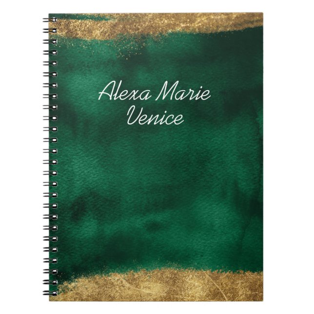 Caderno Espiral Emerald Watercolor com Dourado (Frente)