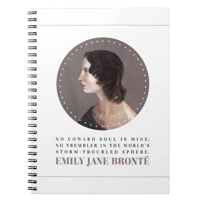 Caderno Espiral Emily Bronte, Retrato e Citação - Sem Alma de Cowa (Frente)