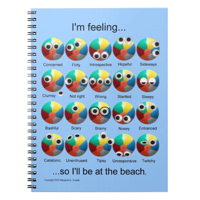Caderno Espiral Emoções de Bola de Praia (Frente)