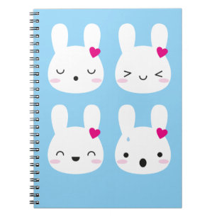 Caderno Espiral Emoções de Coelhinhos Kawaii