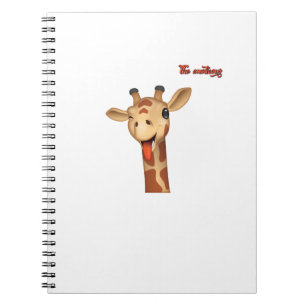 Caderno Espiral emoji a piscar a língua na face da girafa