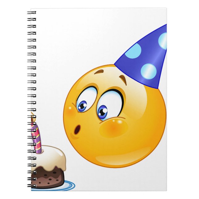 Caderno Espiral emoji de aniversário (Frente)