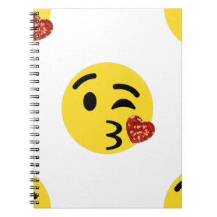 Caderno Espiral emoji de beijo brilhante