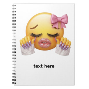 Caderno Espiral Emoji de Choro Atitude com Laço Rosa e Unhas