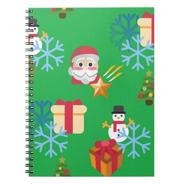 Caderno Espiral emoji de natal verde (Frente)