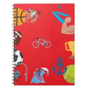 Caderno Espiral emoji desportivo