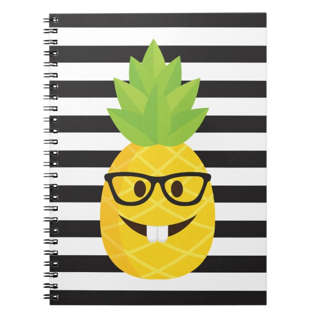 Caderno Espiral emoji nerd pineapple (Frente)