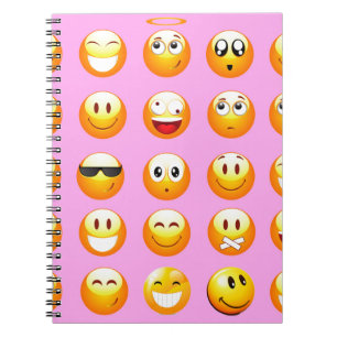 Caderno Espiral emoji rosa pastel