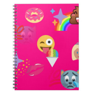 Caderno Espiral emoji rosa quente