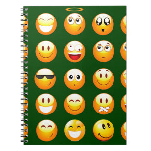 Caderno Espiral emoji verde-escuro