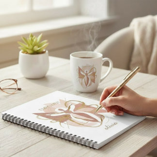 Caderno Espiral Empower Abstract Golden Woman Silhouette Art