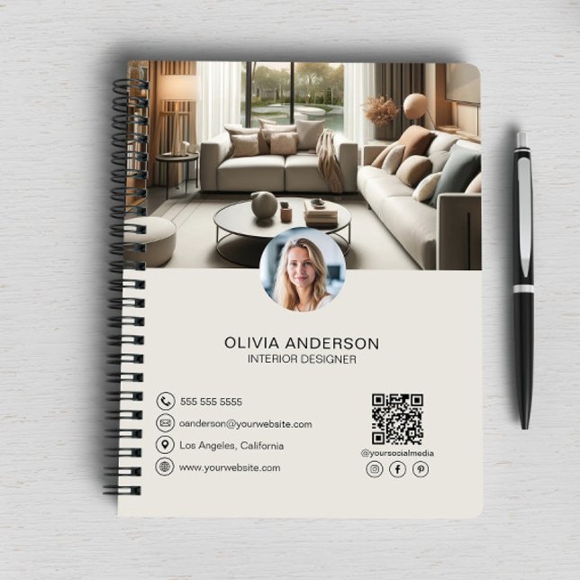 Caderno Espiral Empresa profissional moderna personalizada (Create your own professional business notebook with custom photos, QR code and social media icons )