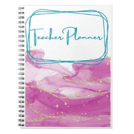 Caderno Espiral Encadernador de Professores Rosa e Dourado